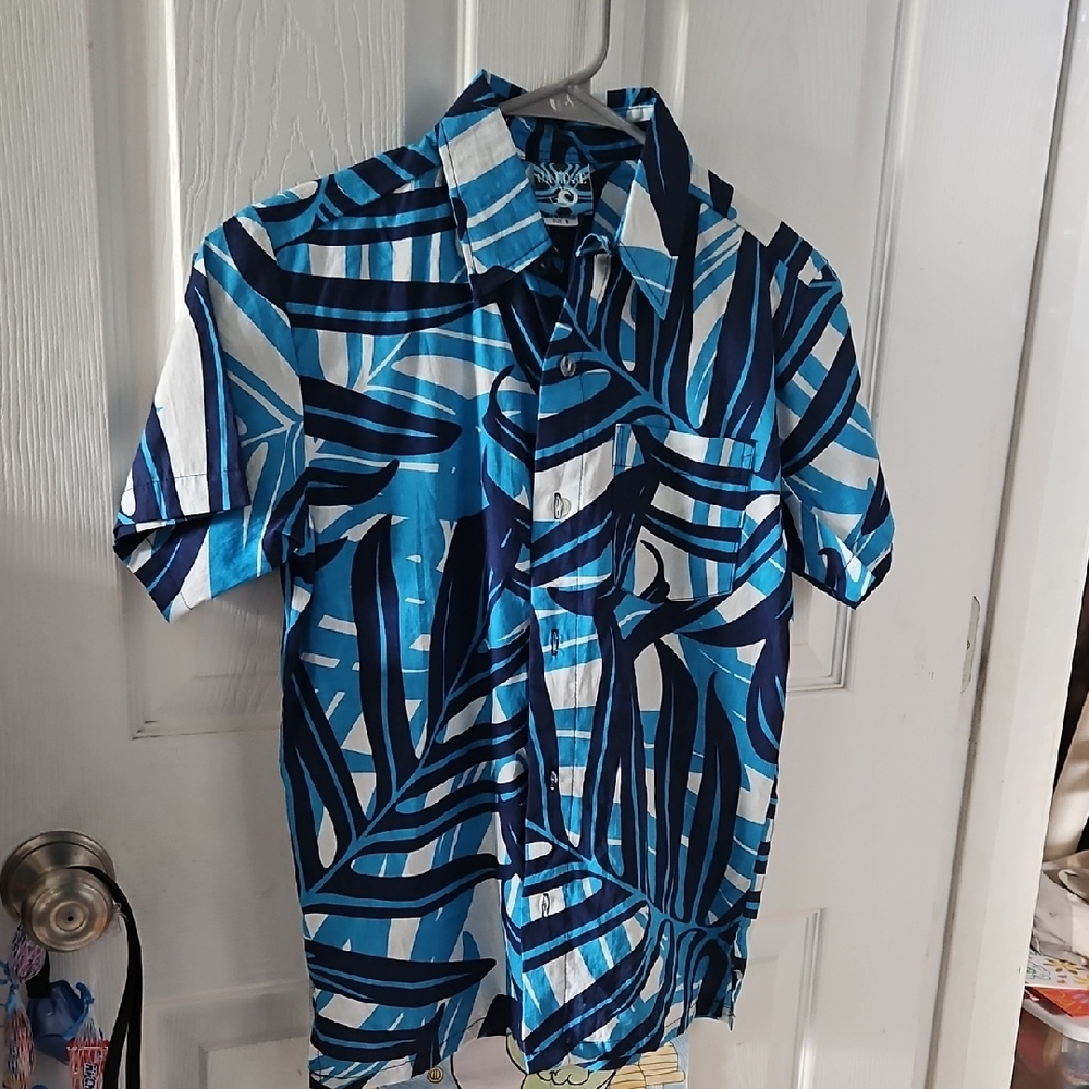 Blue Leaf Pattern Men's Shirt
